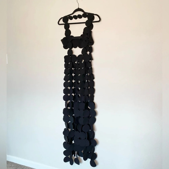 A.W.A.K.E. Mode Crepe Multi Circle Asymmetric Dress Black - Picture 10 of 16